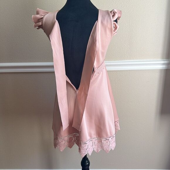 Pink Mauve Lace Trim Tieback Kids Dress Size 10 Easter Spring - Picture 2 of 8